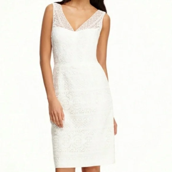 Maggy London | Dresses | Maggy London Off White Sleeveless Vneck Sheath  Dress | Poshmark